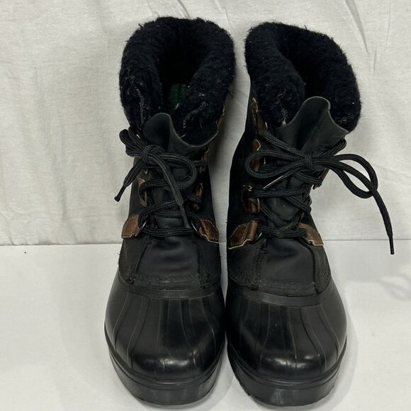 Sorel Alpine Black Gray Leather Waterproof Insulated Winter Boots Women Sz 7 - Picture 2 of 8